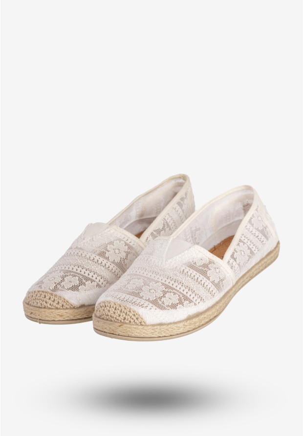 Espadryle Damskie Buty Koronkowe Lekkie Białe News 8TX02-0233