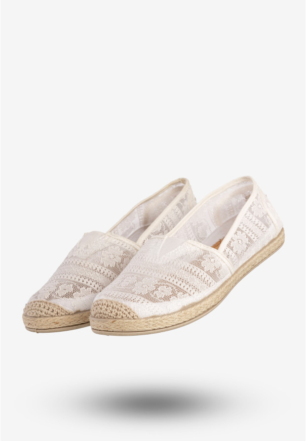 Espadryle Damskie Buty Koronkowe Lekkie Białe News 8TX02-0233