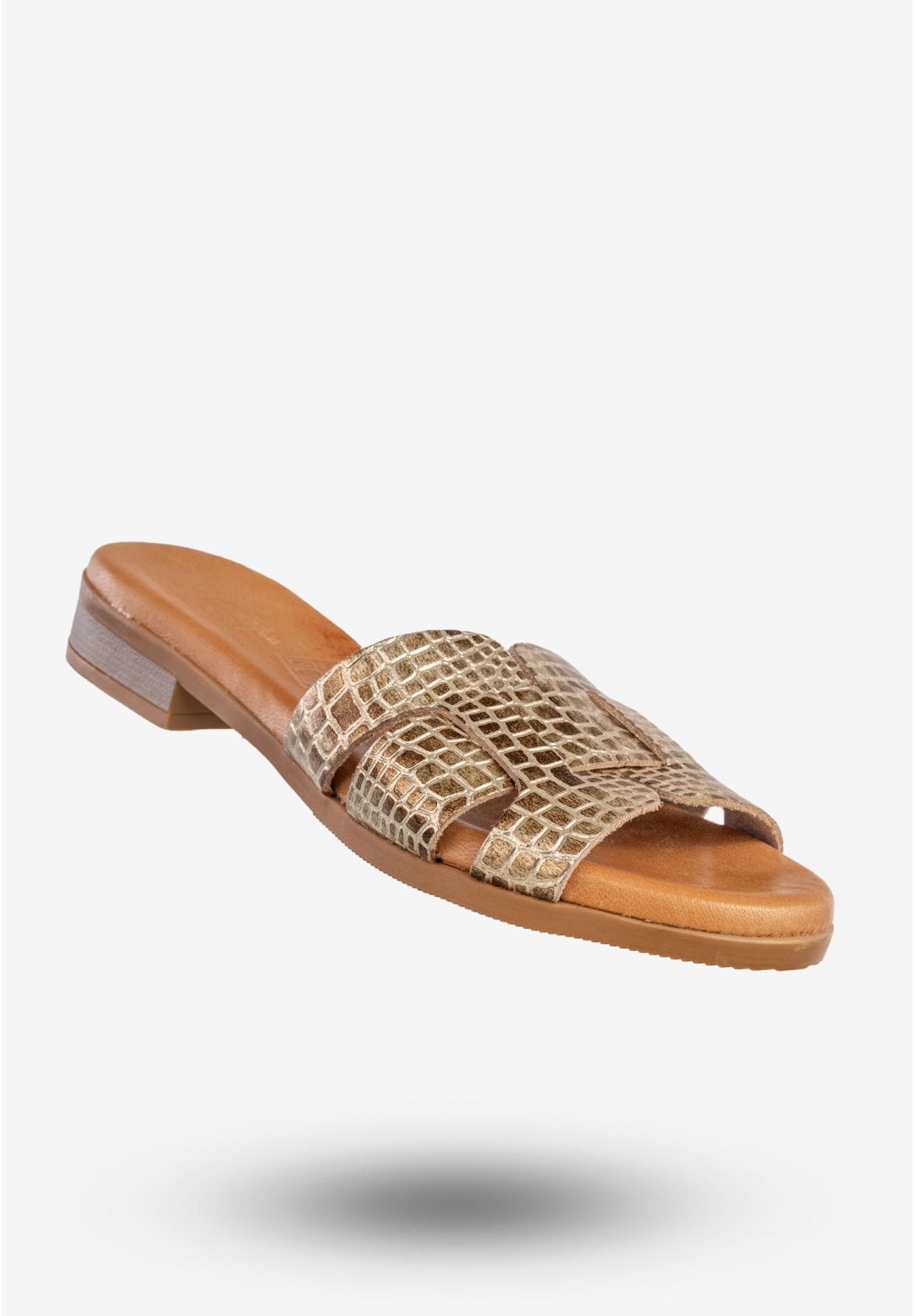 Klapki Damskie Skórzane Buty Eleganckie Casual Złote Maciejka L4815-25/00-0