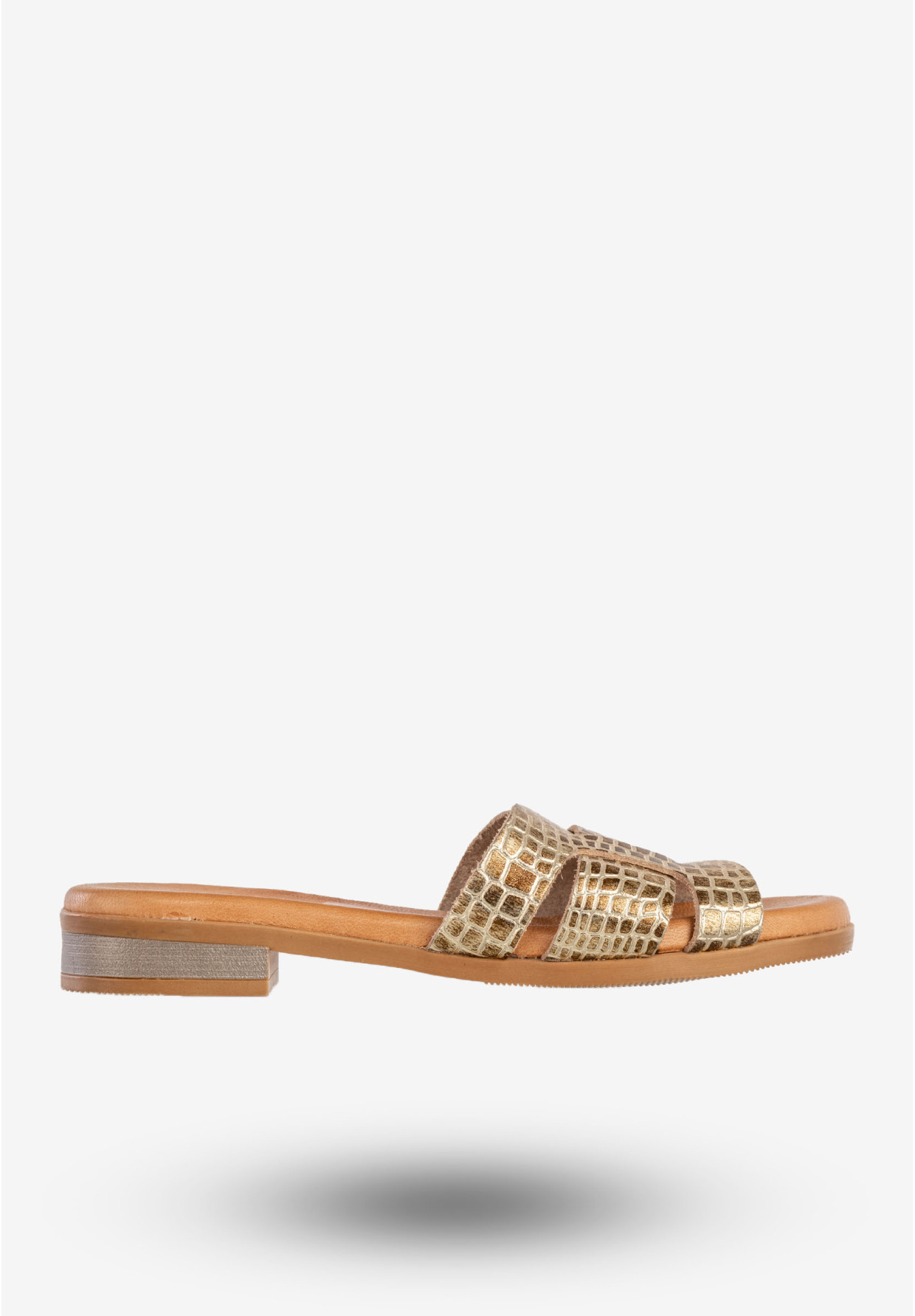Klapki Damskie Skórzane Buty Eleganckie Casual Złote Maciejka L4815-25/00-0