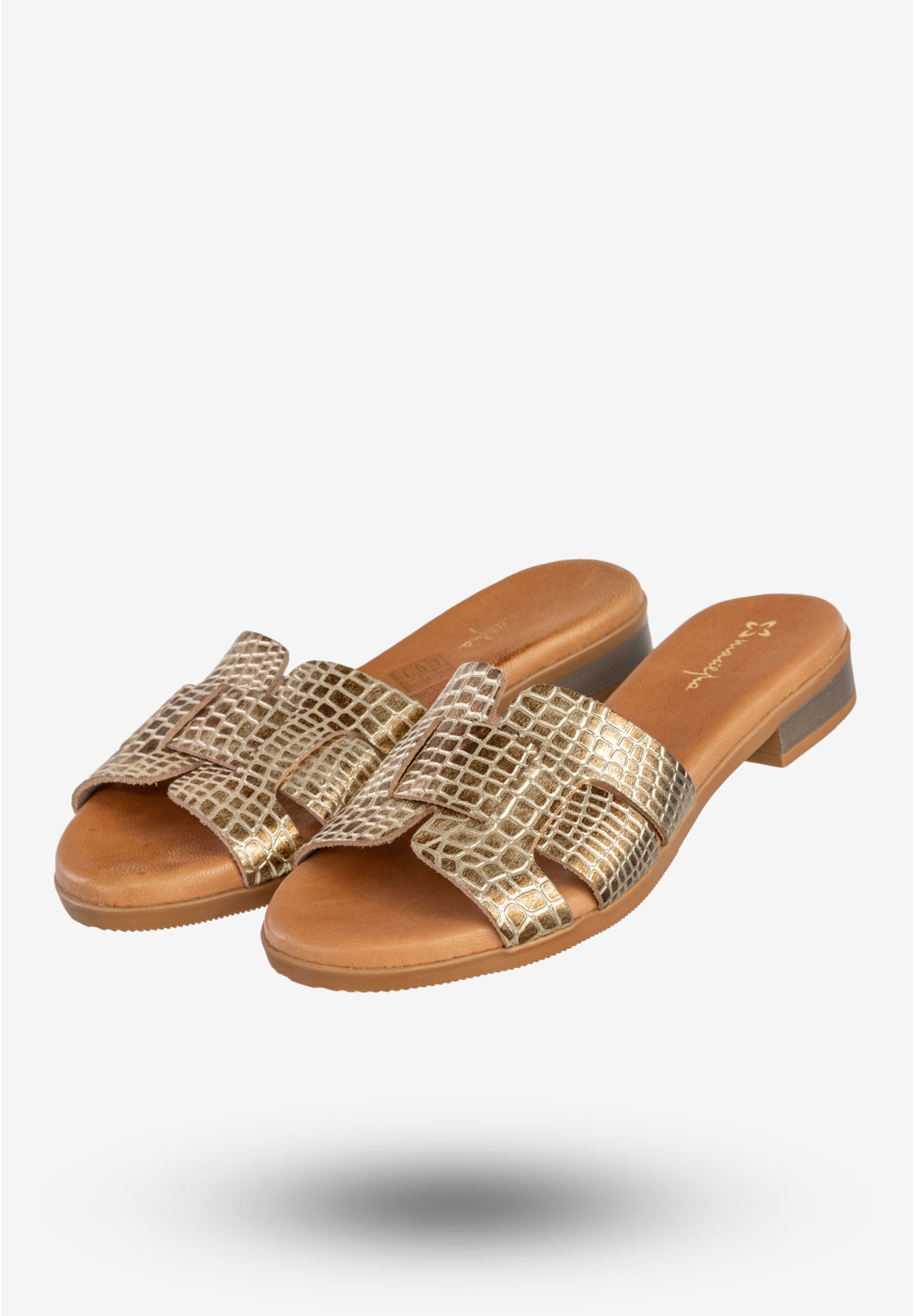 Klapki Damskie Skórzane Buty Eleganckie Casual Złote Maciejka L4815-25/00-0