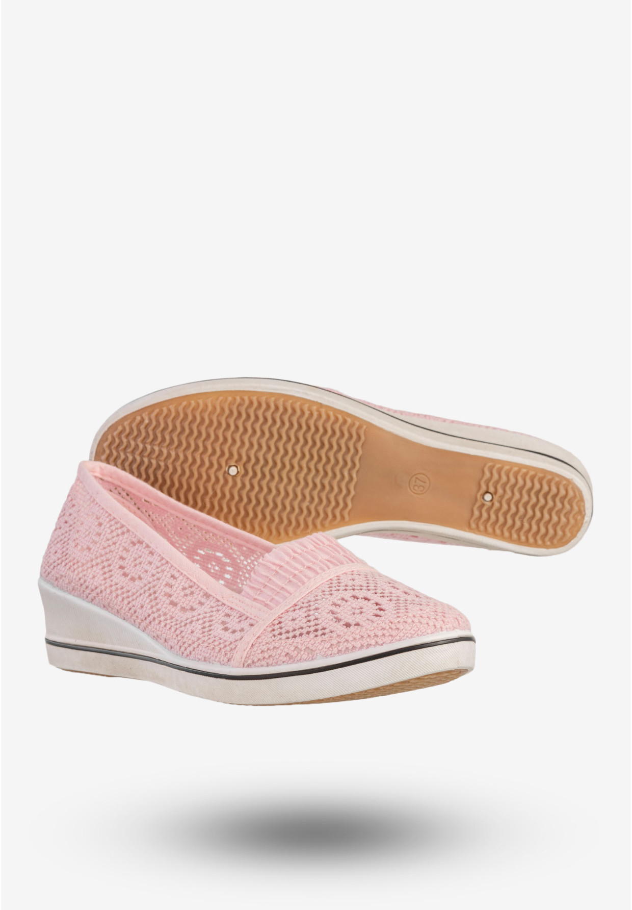 Baleriny Damskie Buty Ażurowe Wsuwane Półbuty Różowe Bella Paris CB930-72