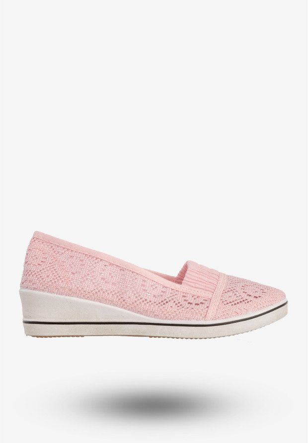 Baleriny Damskie Buty Ażurowe Wsuwane Półbuty Różowe Bella Paris CB930-72