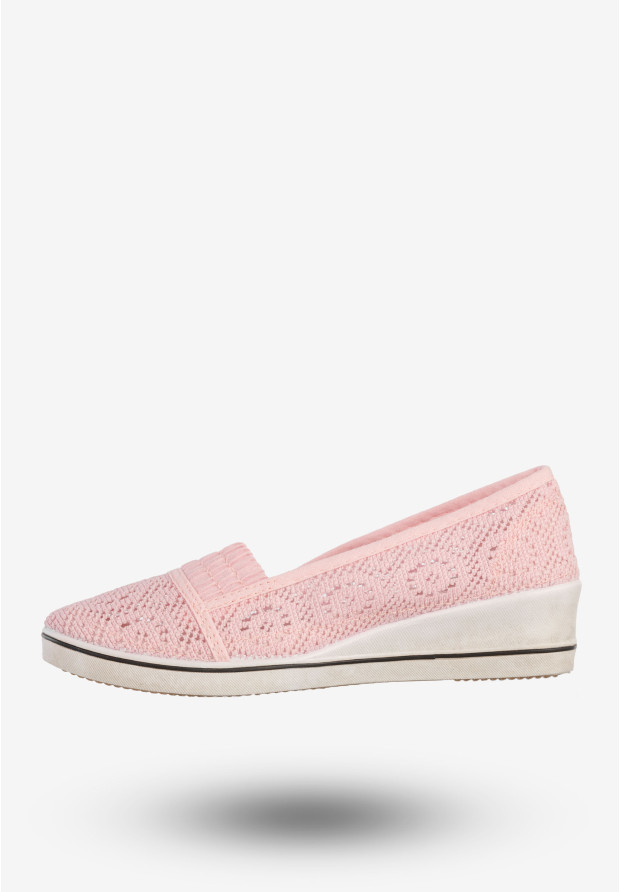 Baleriny Damskie Buty Ażurowe Wsuwane Półbuty Różowe Bella Paris CB930-72