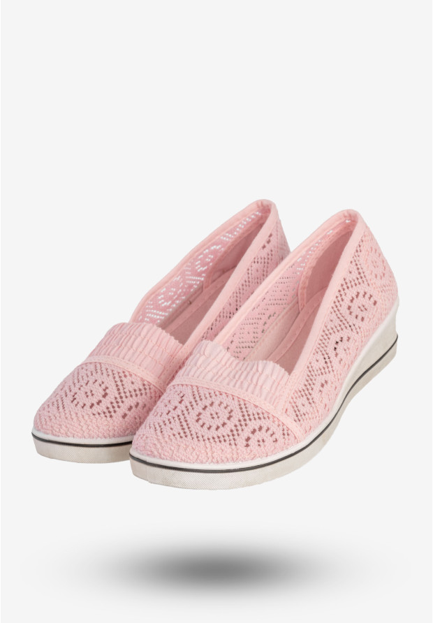 Baleriny Damskie Buty Ażurowe Wsuwane Półbuty Różowe Bella Paris CB930-72