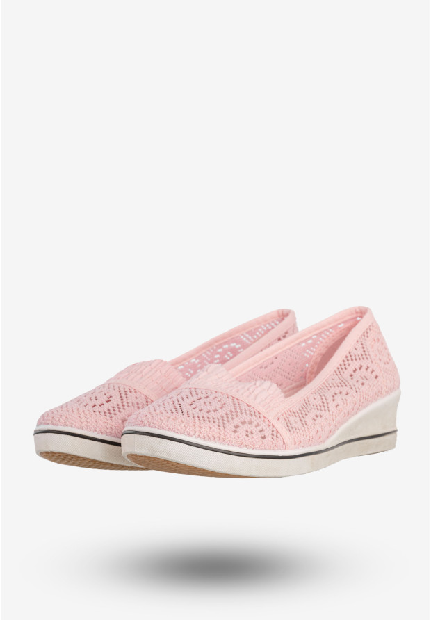 Baleriny Damskie Buty Ażurowe Wsuwane Półbuty Różowe Bella Paris CB930-72