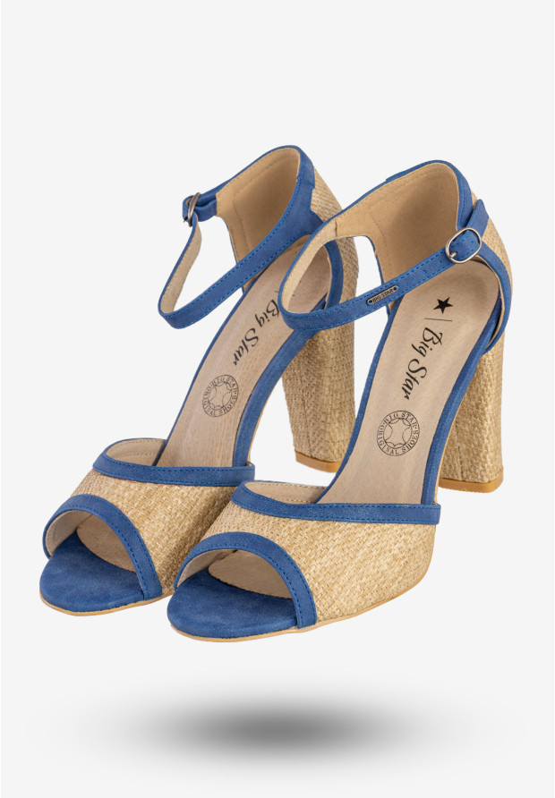 Sandały Damskie BIG STAR Buty Na Słupku Letnie Niebieskie S274200