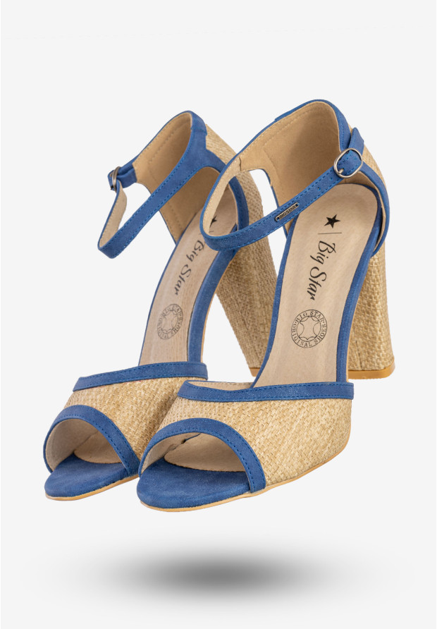 Sandały Damskie BIG STAR Buty Na Słupku Letnie Niebieskie S274200
