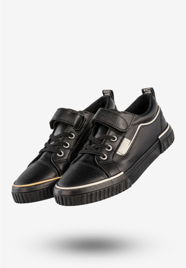 Trampki Dziecięce BIG STAR  Ekoskóra Buty Na Rzepy Czarne HH374029