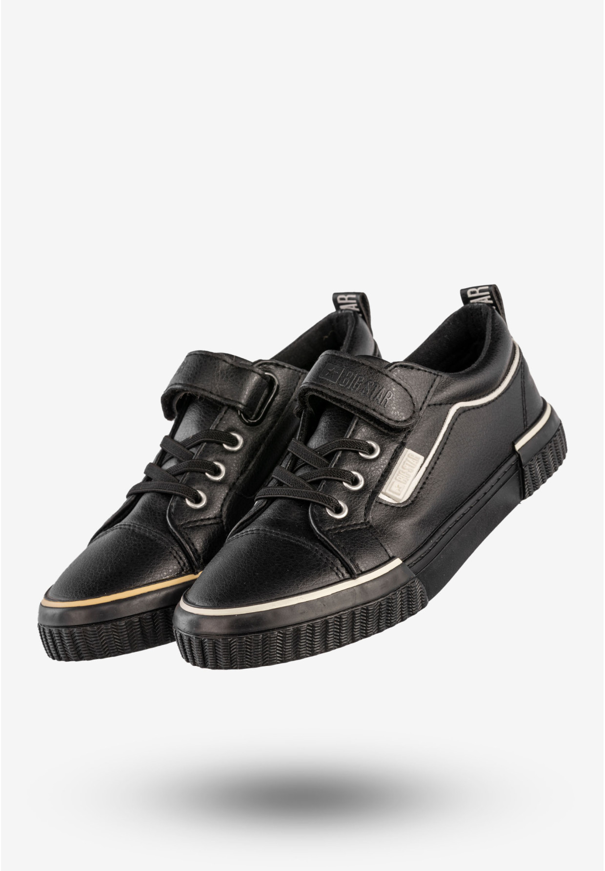 Trampki Dziecięce BIG STAR  Ekoskóra Buty Na Rzepy Czarne HH374029