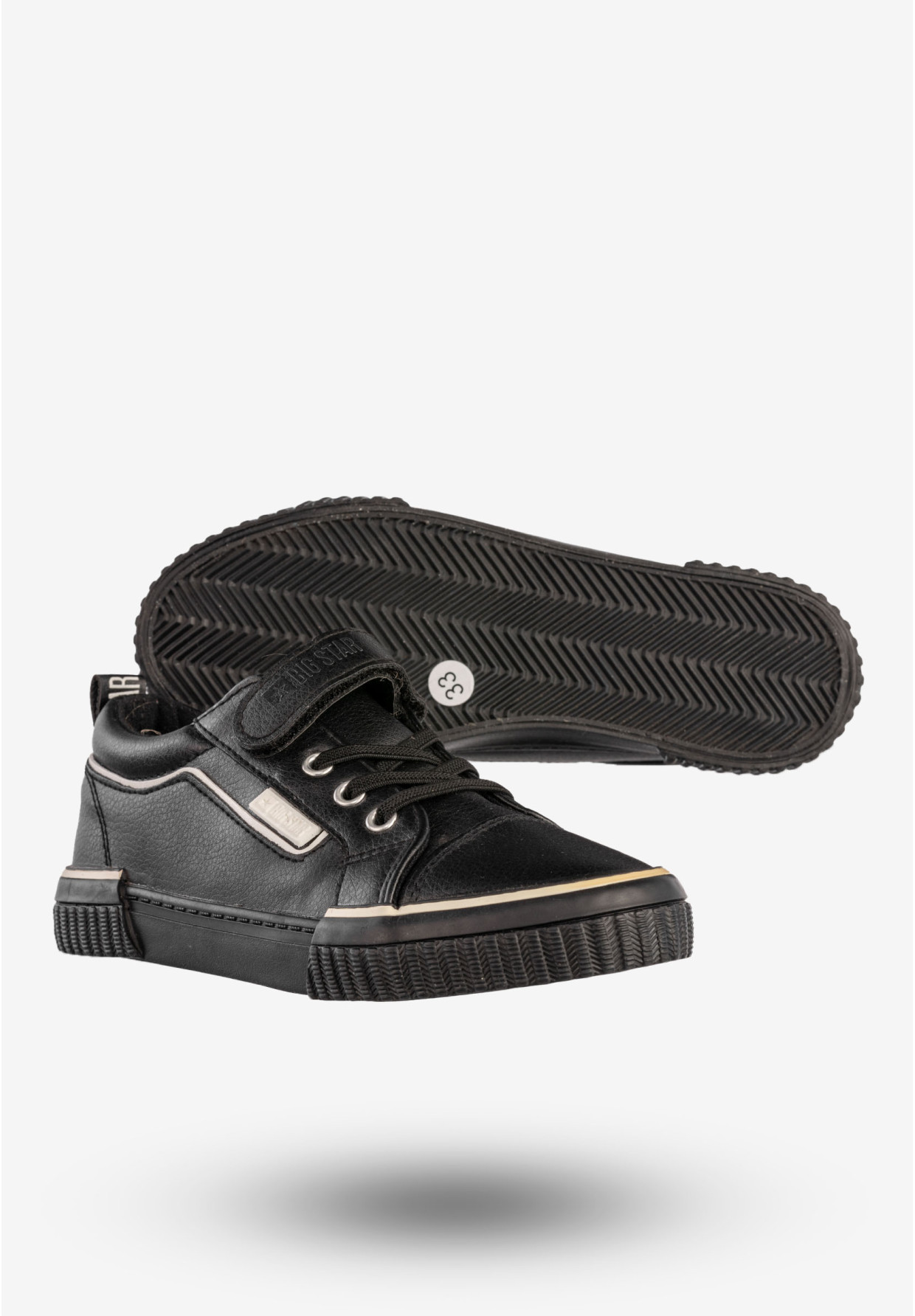 Trampki Dziecięce BIG STAR  Ekoskóra Buty Na Rzepy Czarne HH374029