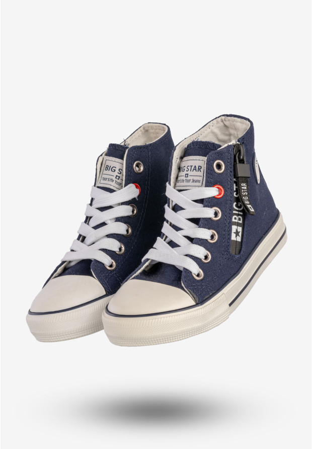 Trampki Dziecięce BIG STAR Buty Na Zamek Wysokie Granatowe AA374077