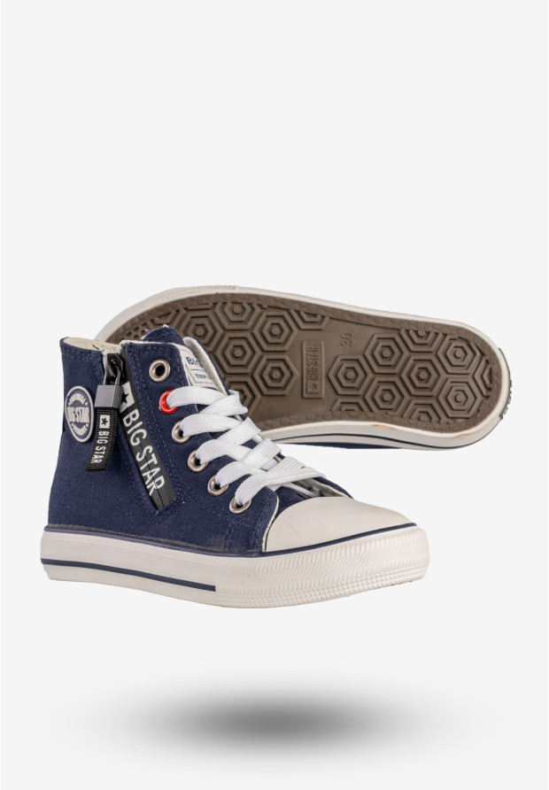 Trampki Dziecięce BIG STAR Buty Na Zamek Wysokie Granatowe AA374077