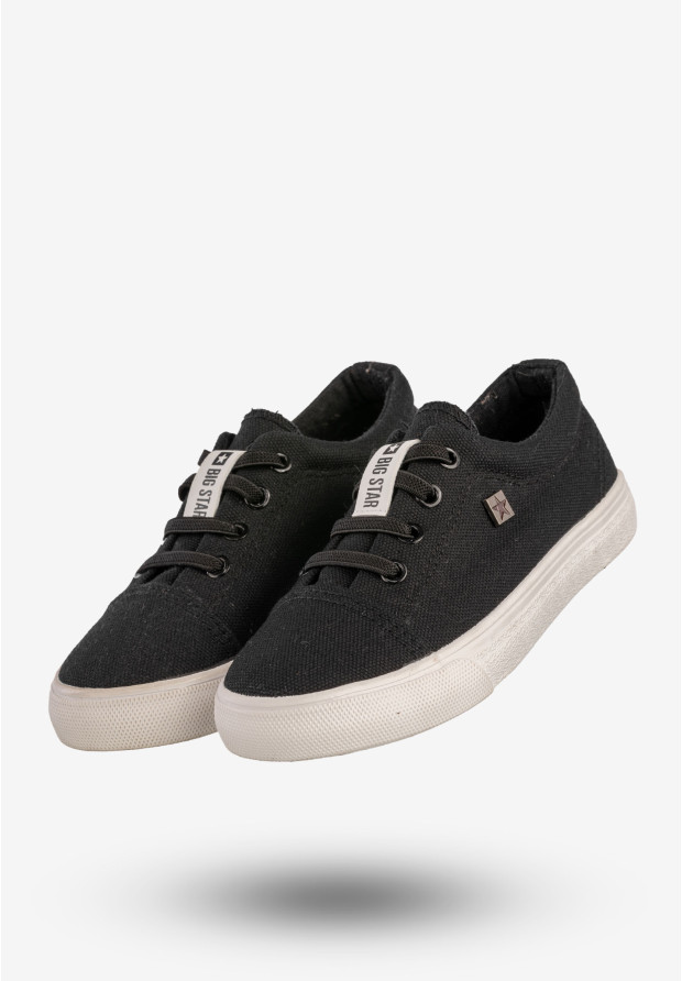 Trampki Dziecięce BIG STAR Buty Sznurowane Tenisówki Czarne DD374078
