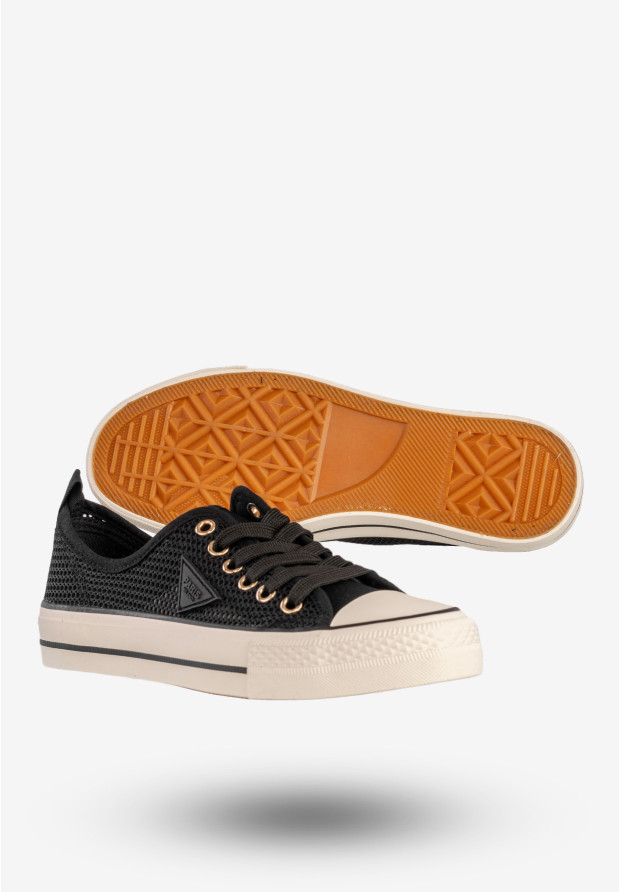 Trampki Damskie Ażurowe Buty Sportowe Czarne MSMG QY838