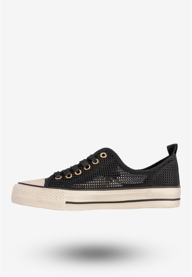 Trampki Damskie Ażurowe Buty Sportowe Czarne MSMG QY838
