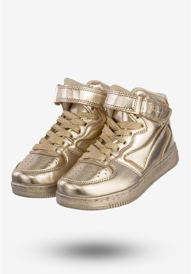 Sneakersy Dziecięce Ekoskóra Buty Sportowe Wysokie Złote Bona BN8153