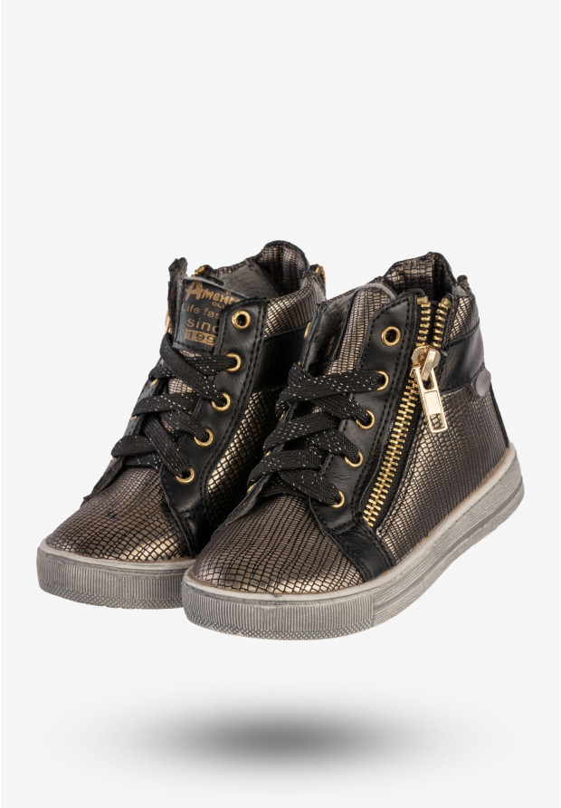Sneakersy Dziecięce Ekoskóra Buty Sportowe Z Zamkiem Metaliczne American Club G-C16133E-A1