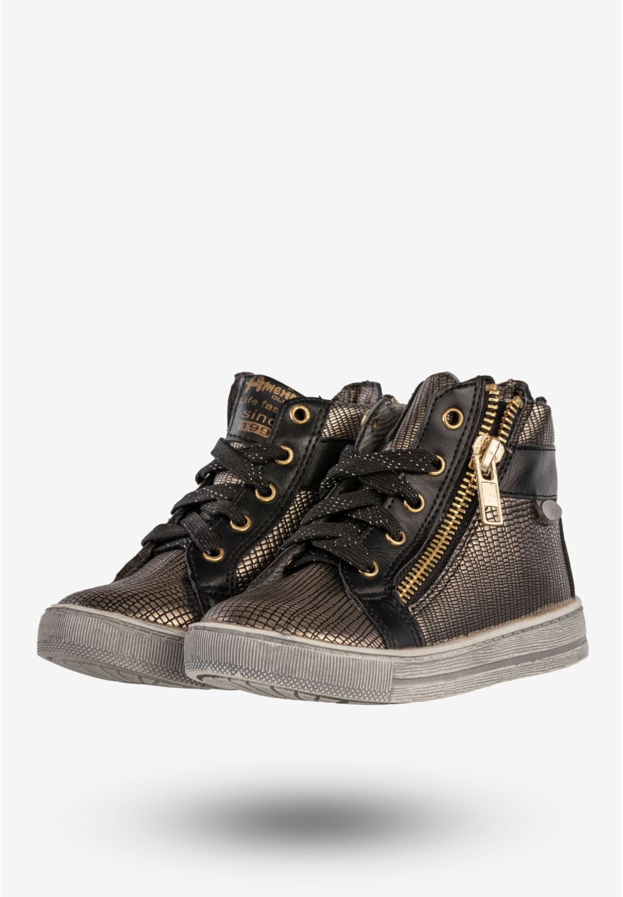 Sneakersy Dziecięce Ekoskóra Buty Sportowe Z Zamkiem Metaliczne American Club G-C16133E-A1