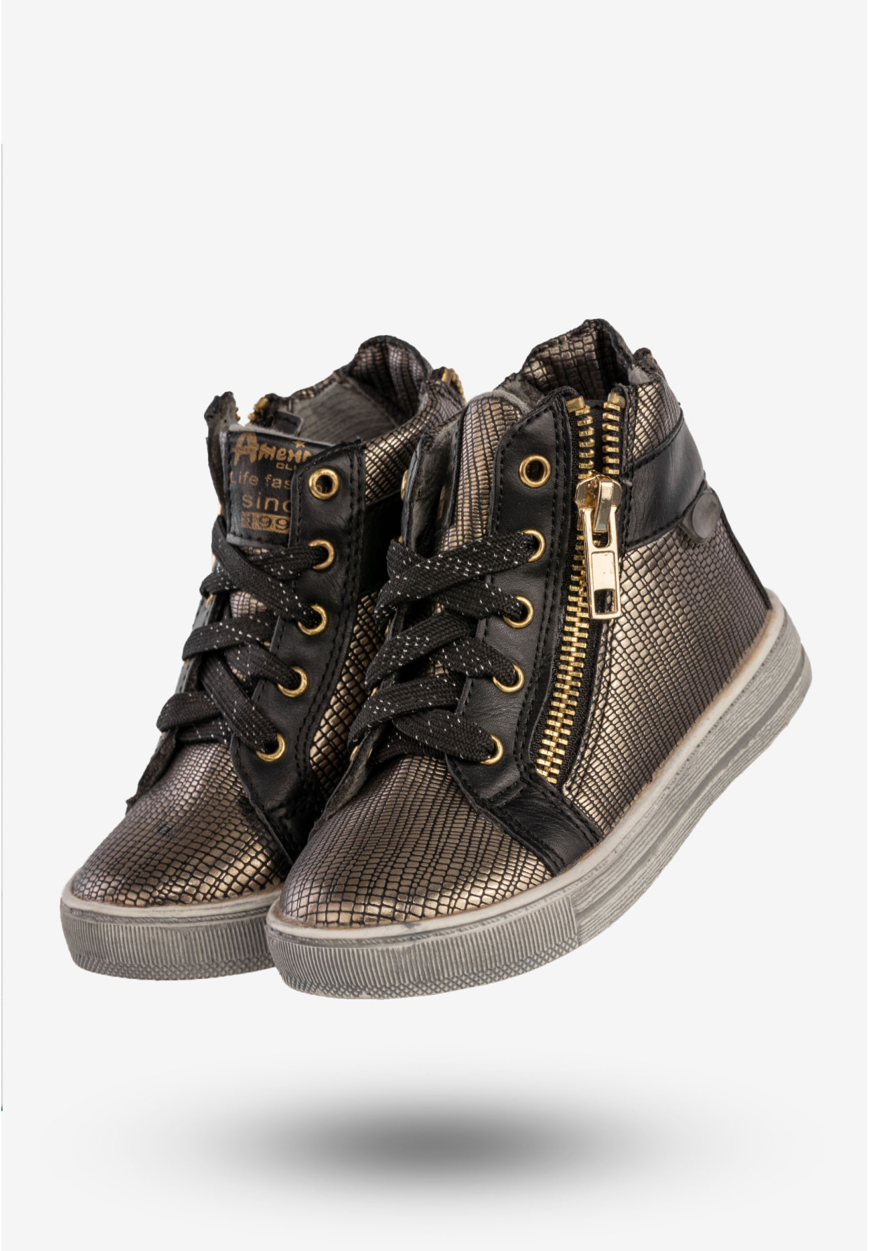 Sneakersy Dziecięce Ekoskóra Buty Sportowe Z Zamkiem Metaliczne American Club G-C16133E-A1