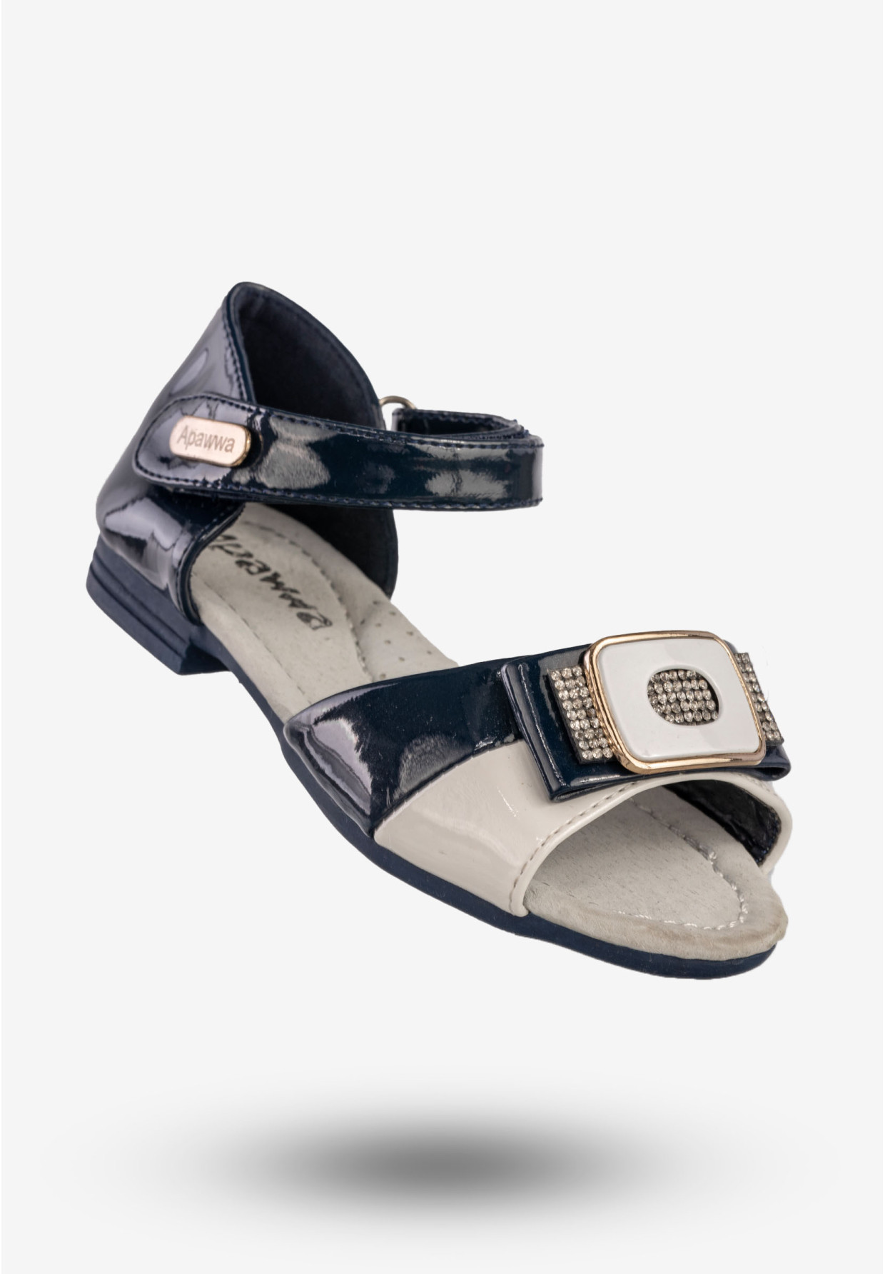 Sandały Dziewczęce Ekoskóra Buty Na Rzepy Eleganckie Granatowe Apawwa M-234
