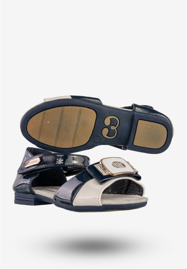 Sandały Dziewczęce Ekoskóra Buty Na Rzepy Eleganckie Granatowe Apawwa M-234