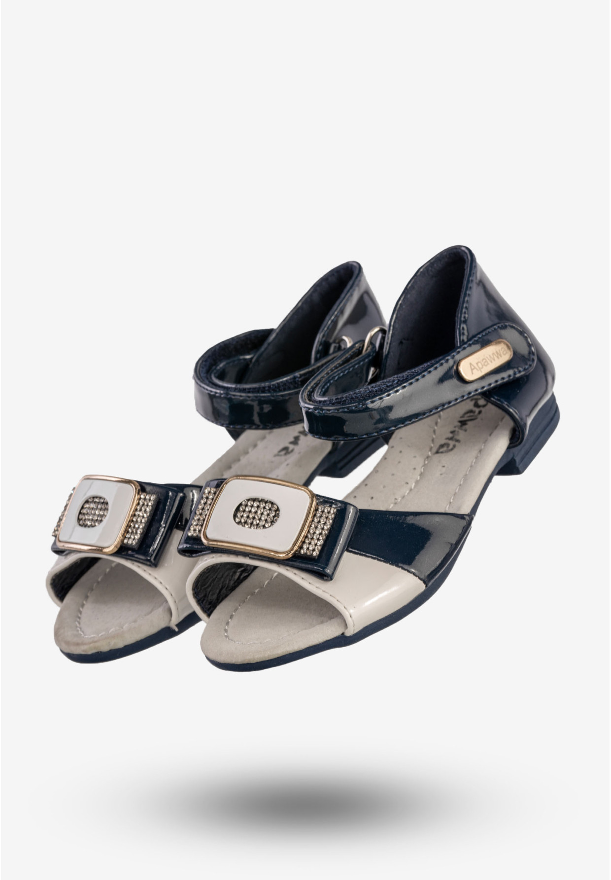 Sandały Dziewczęce Ekoskóra Buty Na Rzepy Eleganckie Granatowe Apawwa M-234