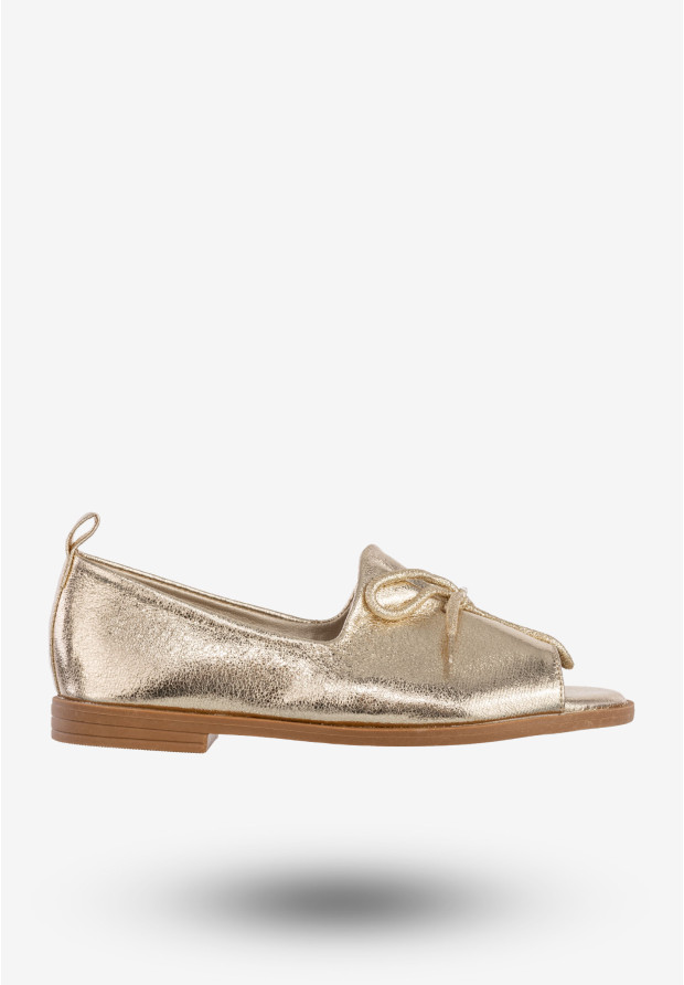 Półbuty Damskie Ekoskóra Buty Eleganckie Letnie Złote Milano 7LL-512