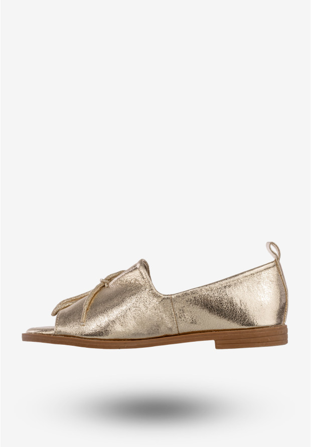 Półbuty Damskie Ekoskóra Buty Eleganckie Letnie Złote Milano 7LL-512