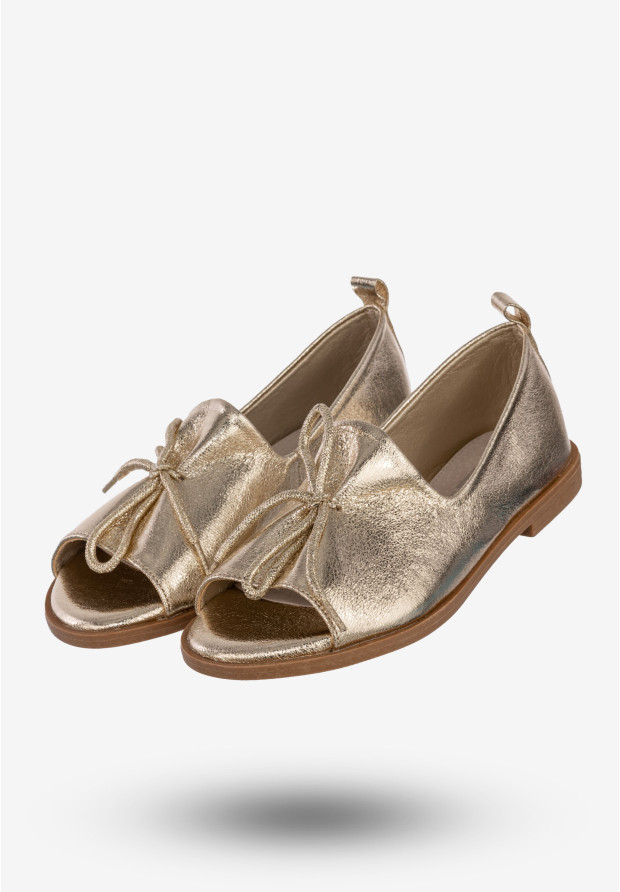 Półbuty Damskie Ekoskóra Buty Eleganckie Letnie Złote Milano 7LL-512