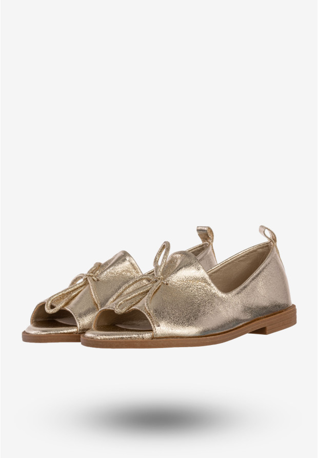 Półbuty Damskie Ekoskóra Buty Eleganckie Letnie Złote Milano 7LL-512