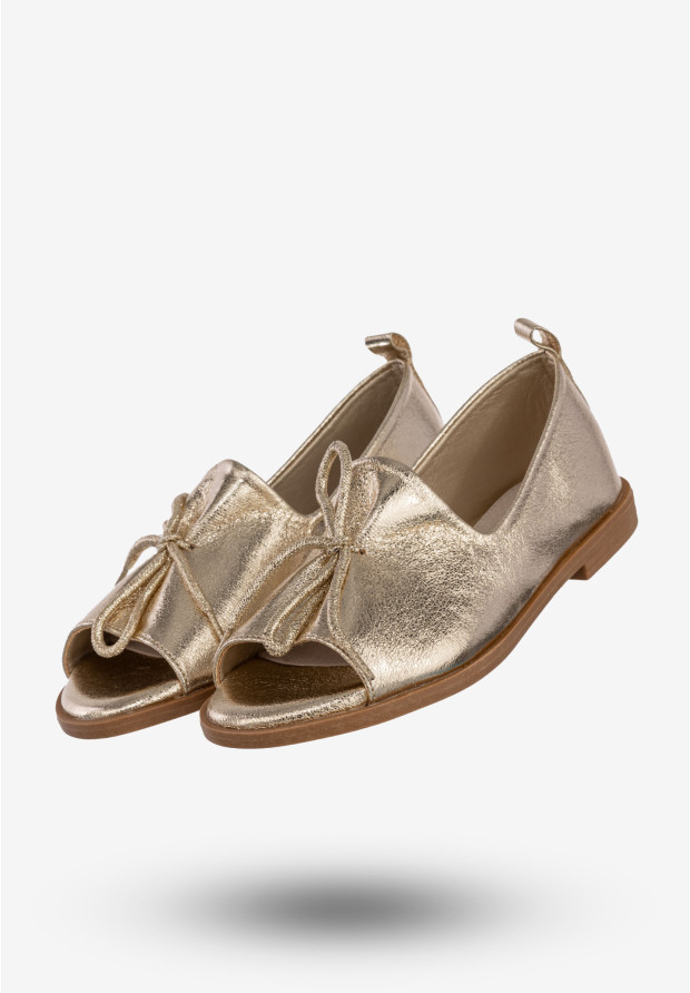 Półbuty Damskie Ekoskóra Buty Eleganckie Letnie Złote Milano 7LL-512