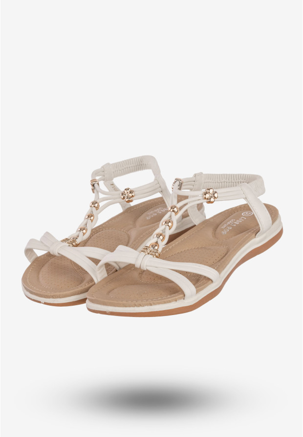 Sandały Damskie Ekoskóra Buty Na Lato Eleganckie Białe Libra Pop FY6815