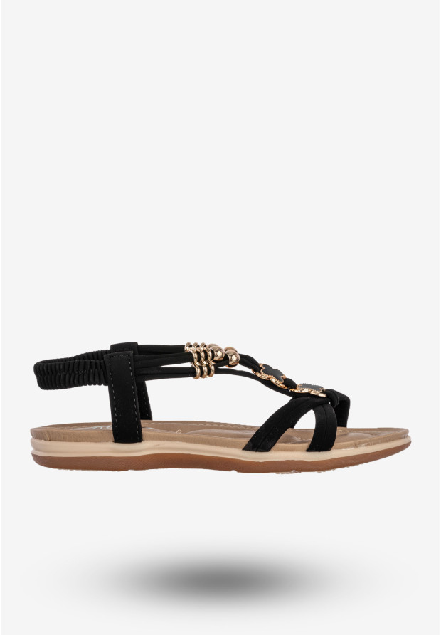 Sandały Dziewczęce Ekoskóra Buty Na Lato Eleganckie Czarne Ruixin C105