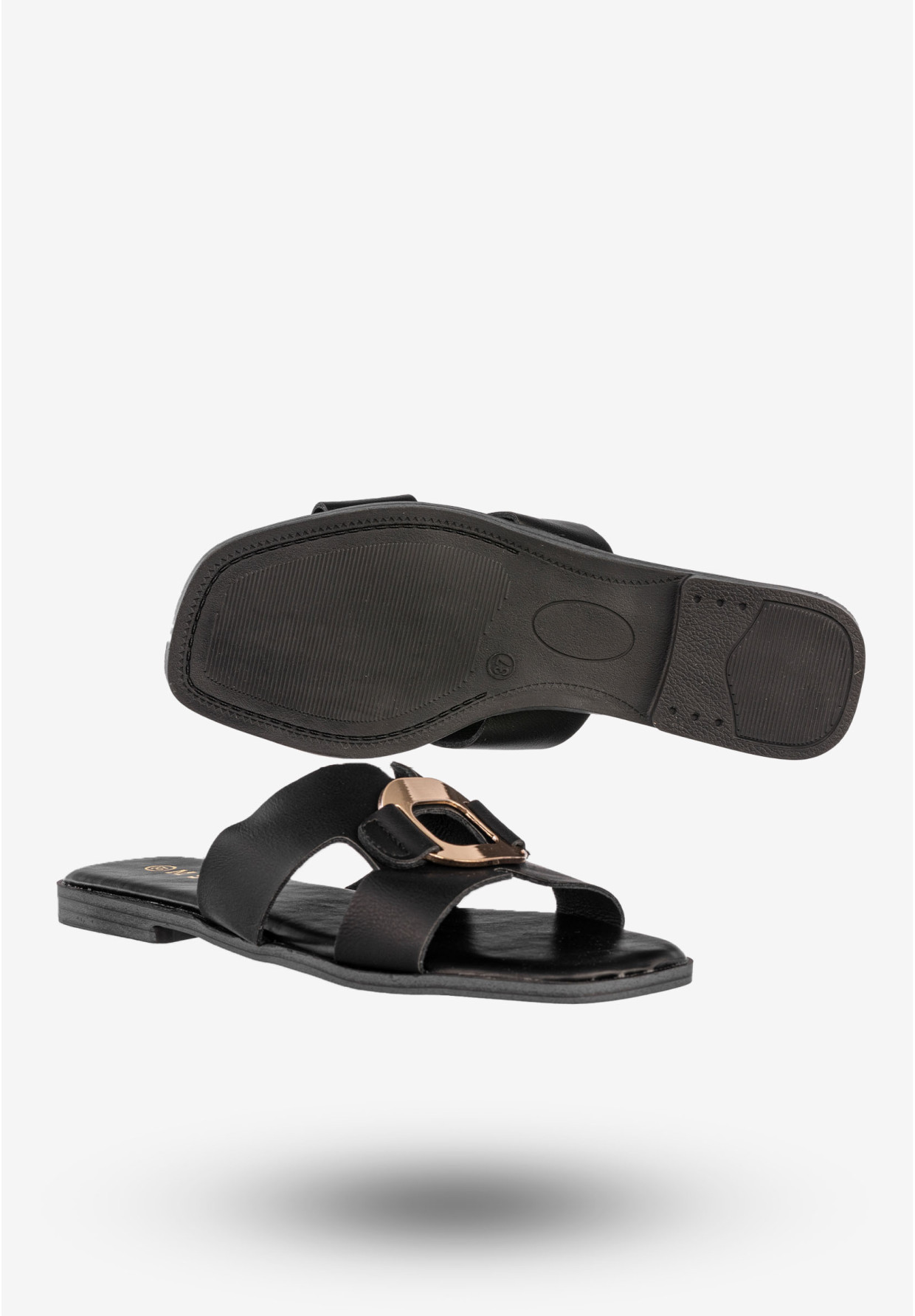 Klapki Damskie Ekoskóra Buty Na Lato Casual Stylowe Czarne MSMG WS9066