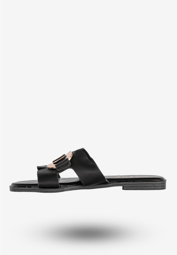 Klapki Damskie Ekoskóra Buty Na Lato Casual Stylowe Czarne MSMG WS9066