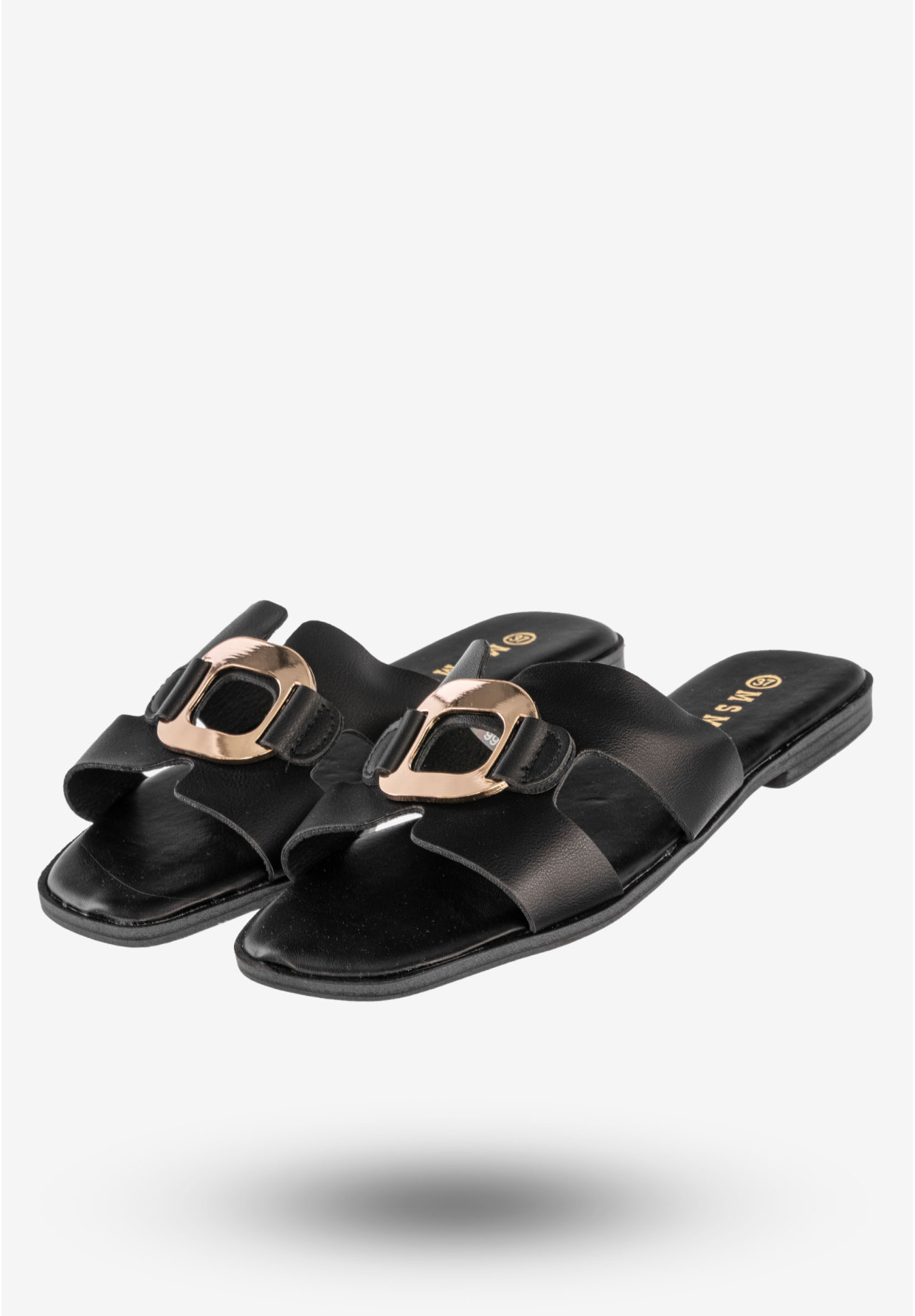 Klapki Damskie Ekoskóra Buty Na Lato Casual Stylowe Czarne MSMG WS9066