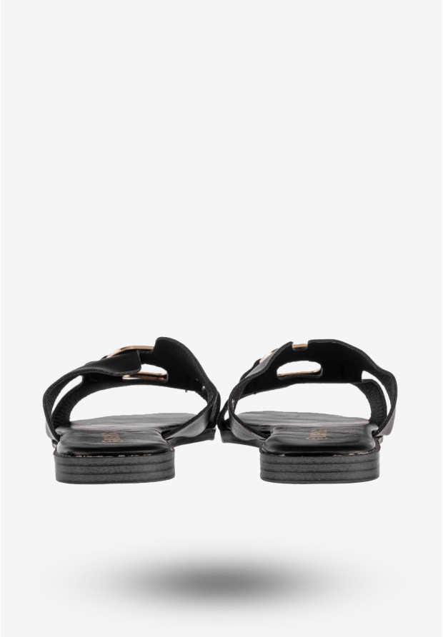 Klapki Damskie Ekoskóra Buty Na Lato Casual Stylowe Czarne MSMG WS9066
