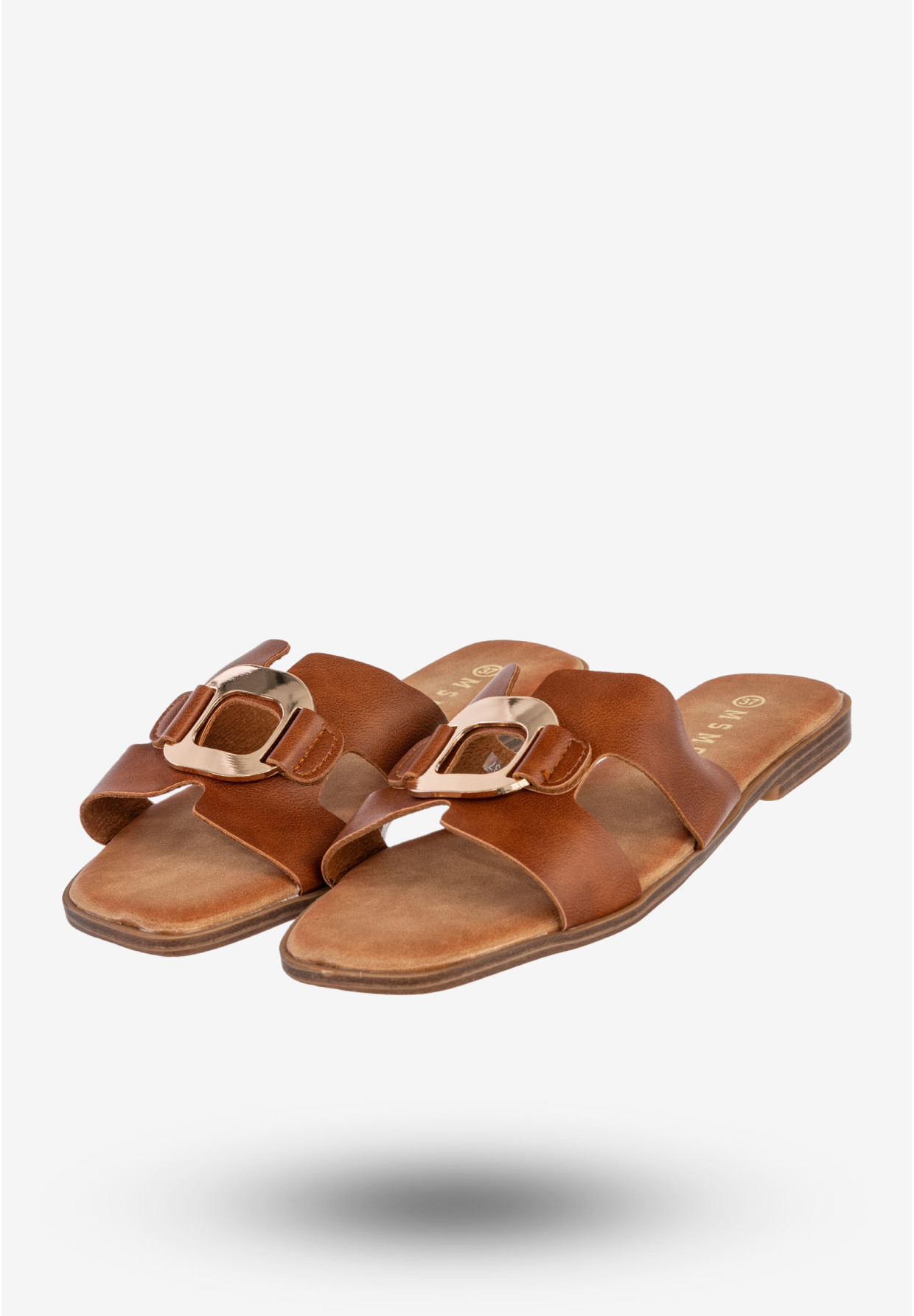 Klapki Damskie Ekoskóra Buty Na Lato Casual Stylowe Brązowe MSMG WS9066-1