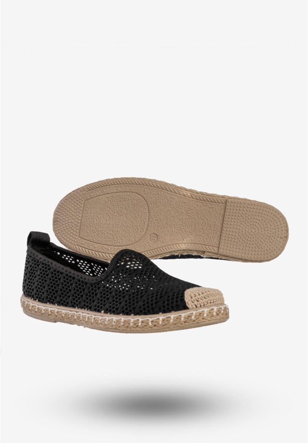 Espadryle Damskie Ażurowe Buty Casual Półbuty Letnie Czarne DD3011-1