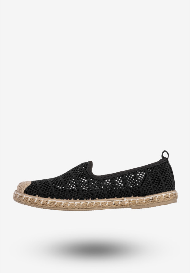 Espadryle Damskie Ażurowe Buty Casual Półbuty Letnie Czarne DD3011-1