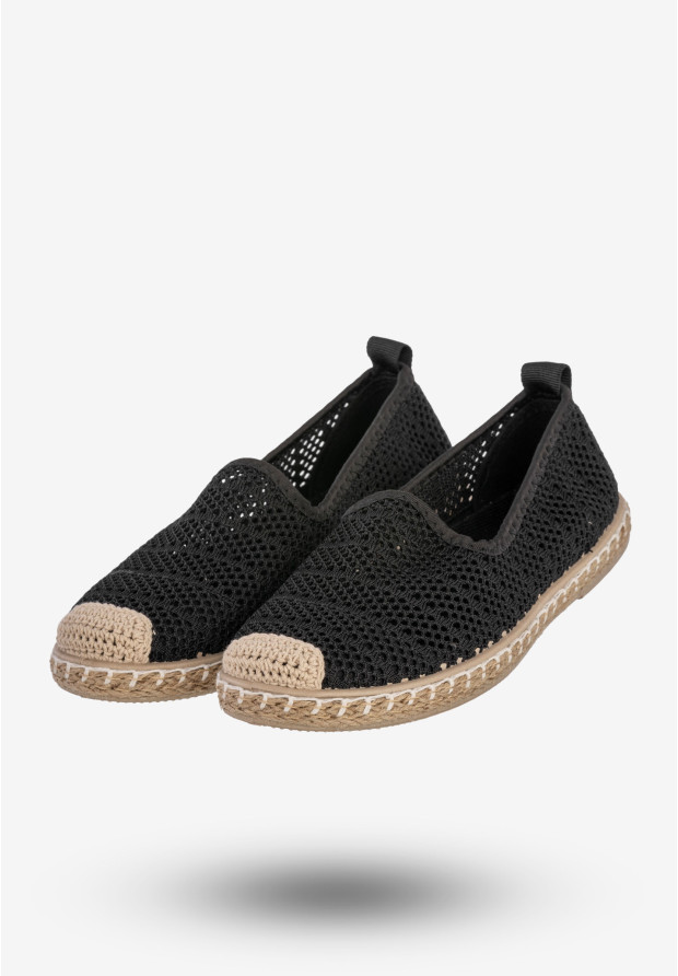 Espadryle Damskie Ażurowe Buty Casual Półbuty Letnie Czarne DD3011-1