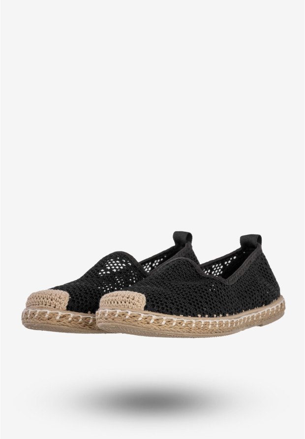 Espadryle Damskie Ażurowe Buty Casual Półbuty Letnie Czarne DD3011-1