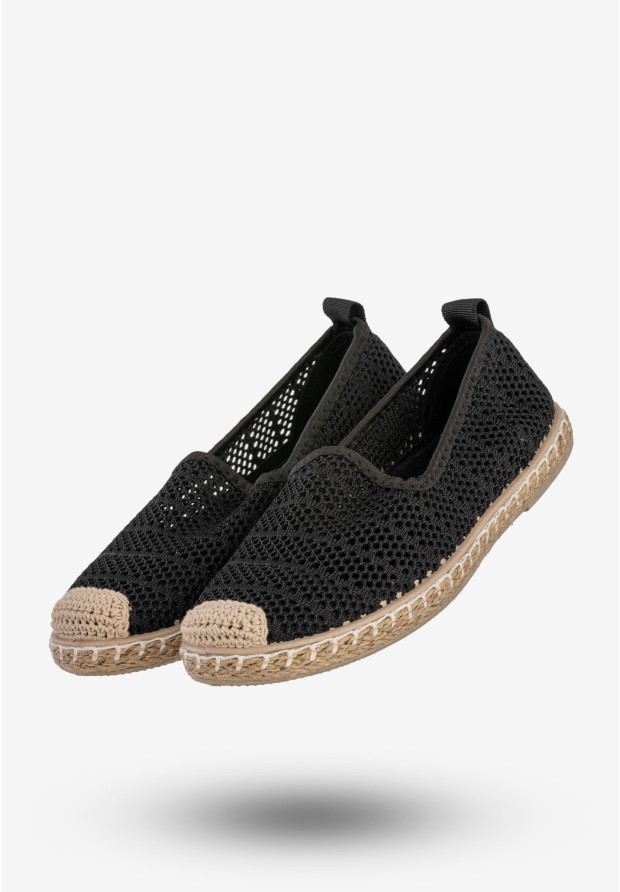 Espadryle Damskie Ażurowe Buty Casual Półbuty Letnie Czarne DD3011-1