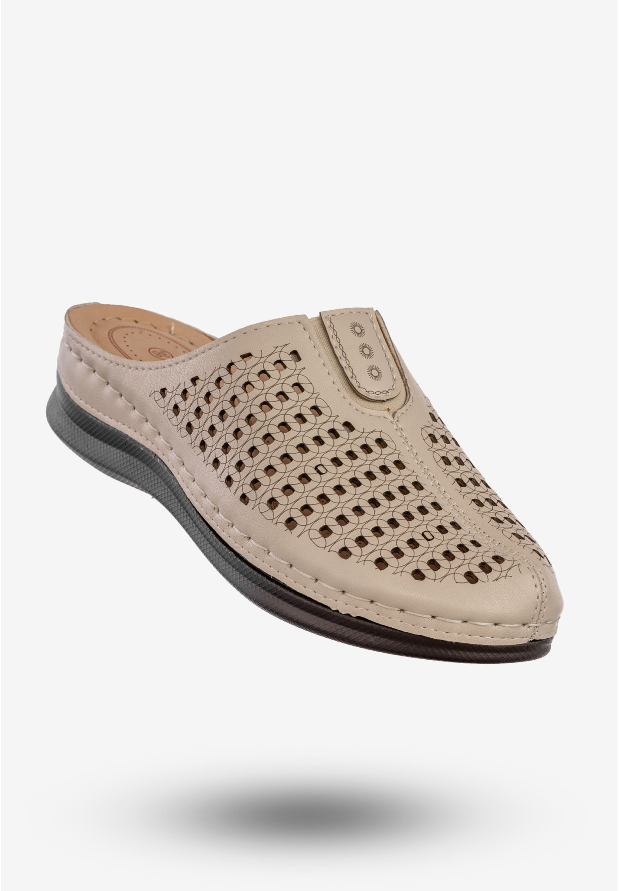 Klapki Damskie Ekoskóra Buty Casual Pantofle Wygodne Beżowe LTH-32