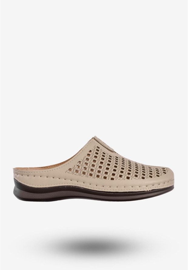 Klapki Damskie Ekoskóra Buty Casual Pantofle Wygodne Beżowe LTH-32