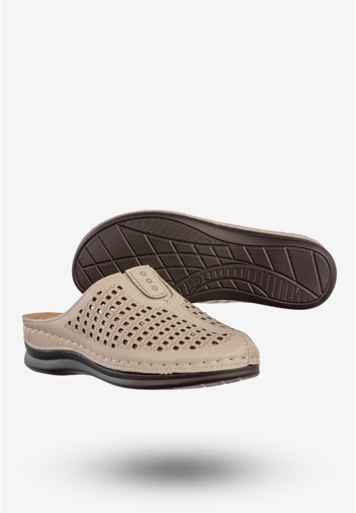Klapki Damskie Ekoskóra Buty Casual Pantofle Wygodne Beżowe LTH-32