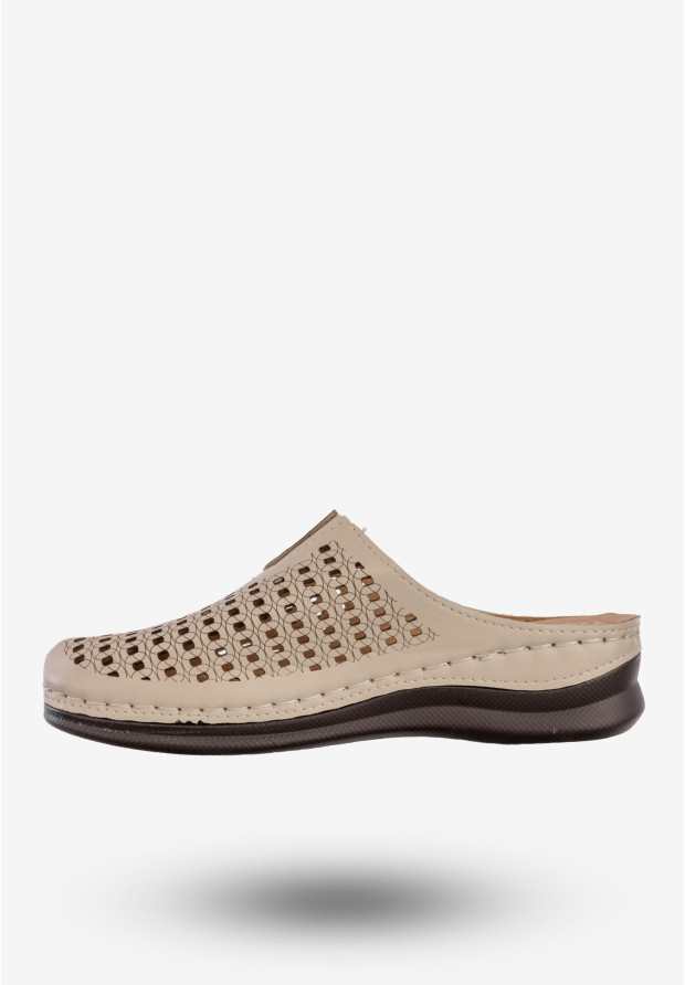 Klapki Damskie Ekoskóra Buty Casual Pantofle Wygodne Beżowe LTH-32