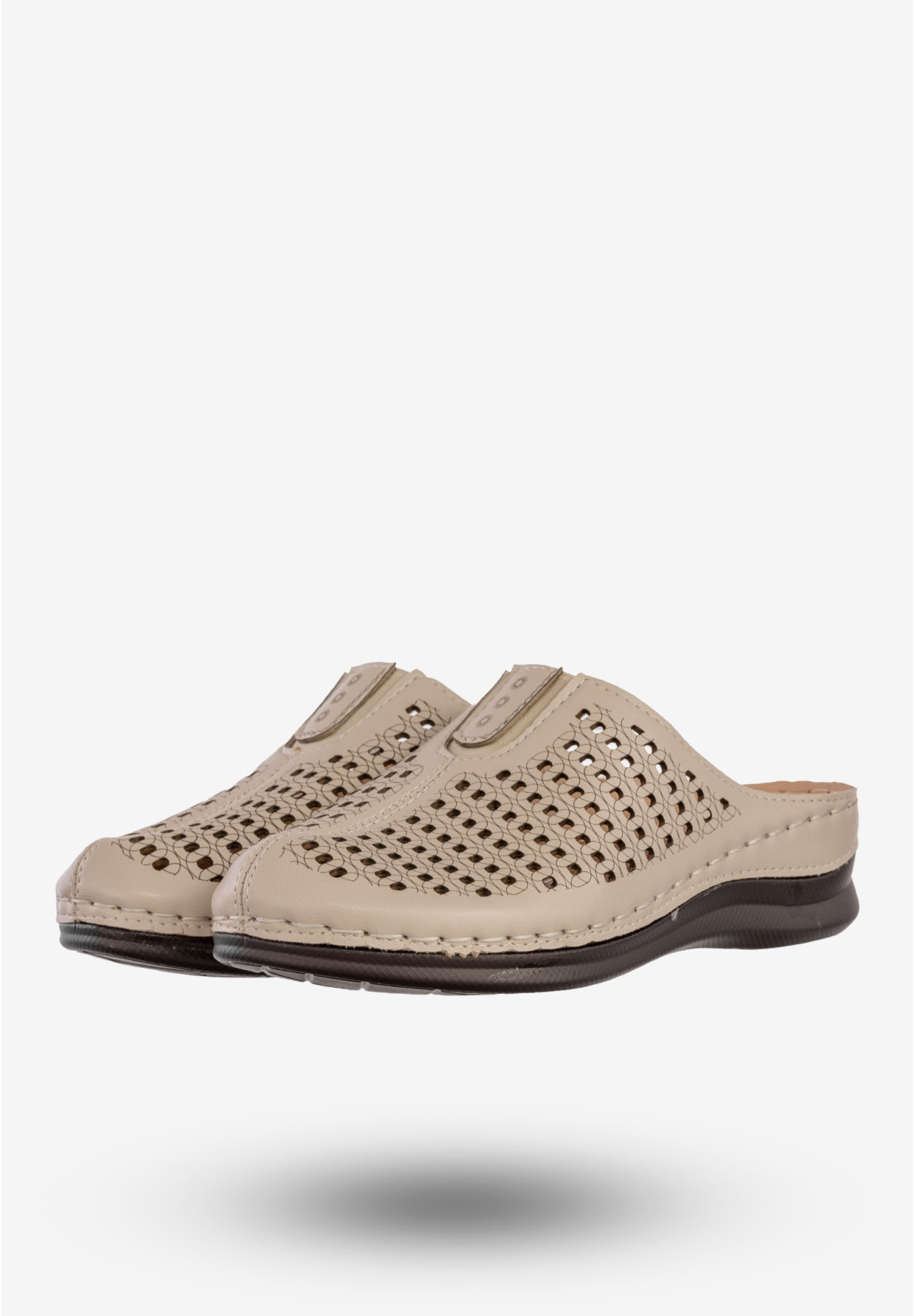 Klapki Damskie Ekoskóra Buty Casual Pantofle Wygodne Beżowe LTH-32
