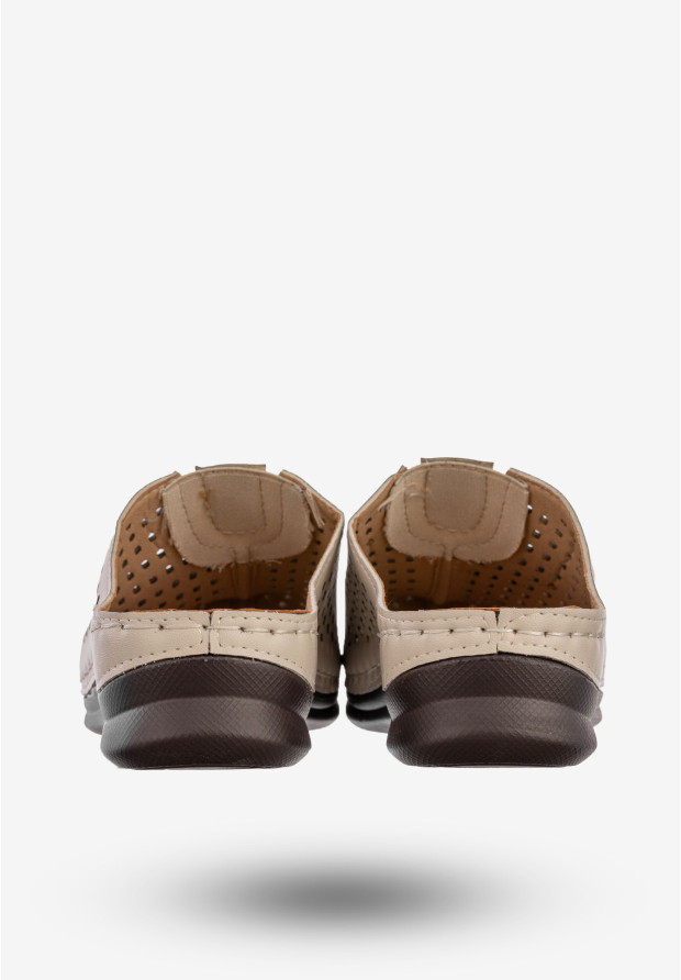 Klapki Damskie Ekoskóra Buty Casual Pantofle Wygodne Beżowe LTH-32